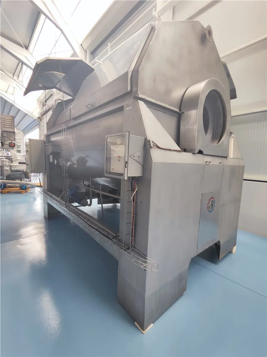 Femia, rotary blancher, 6,000 kg/h, 70-7/8" drum diameter, internal auger, time & temperature controller