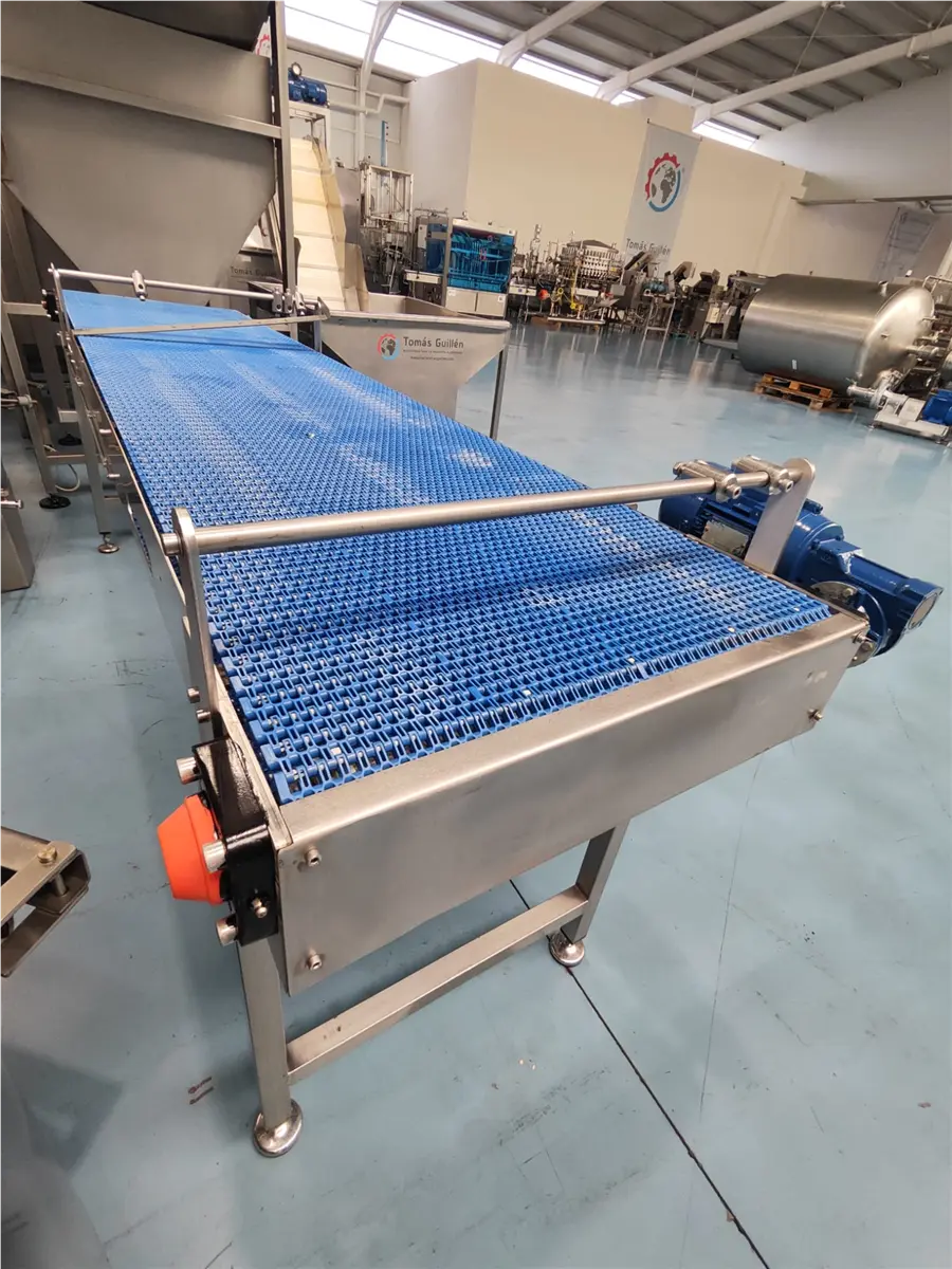 24" wide x 9' long, Stainless Steel modular belt conveyor, gear reducer