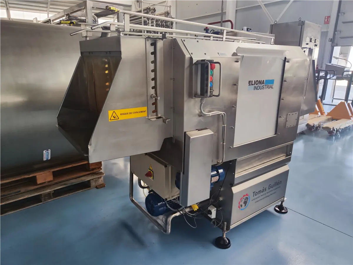 Eliona, linear box & tray washer, 25-9/16" useful width, Stainless Steel chain conveyor, steam coil heated
