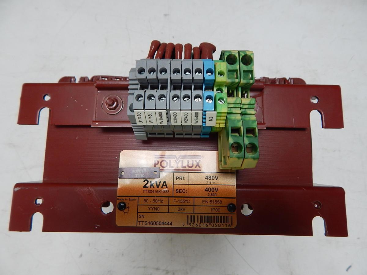 2 KVA 480 Primary, 400 Secondary, Polylux TTS0416X1333, dry type transformer, 3 phase
