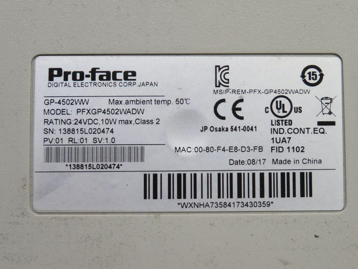 Pro-Face #PFXGP4502WADW, GP4000E 10" TFT color touch HMI, 800 x 480, 24 Volts DC