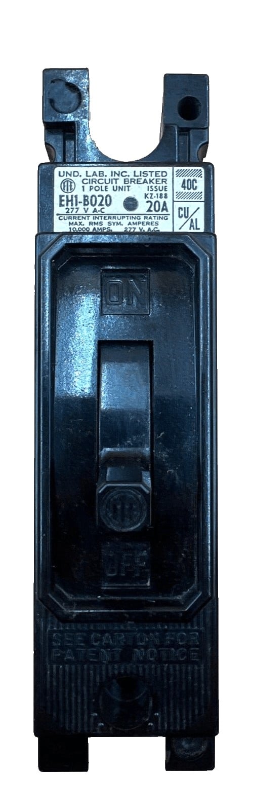 20 Amps, ITE #EH1-B020, Circuit Breaker, 1-Pole, 277 Volts, Bolt-On