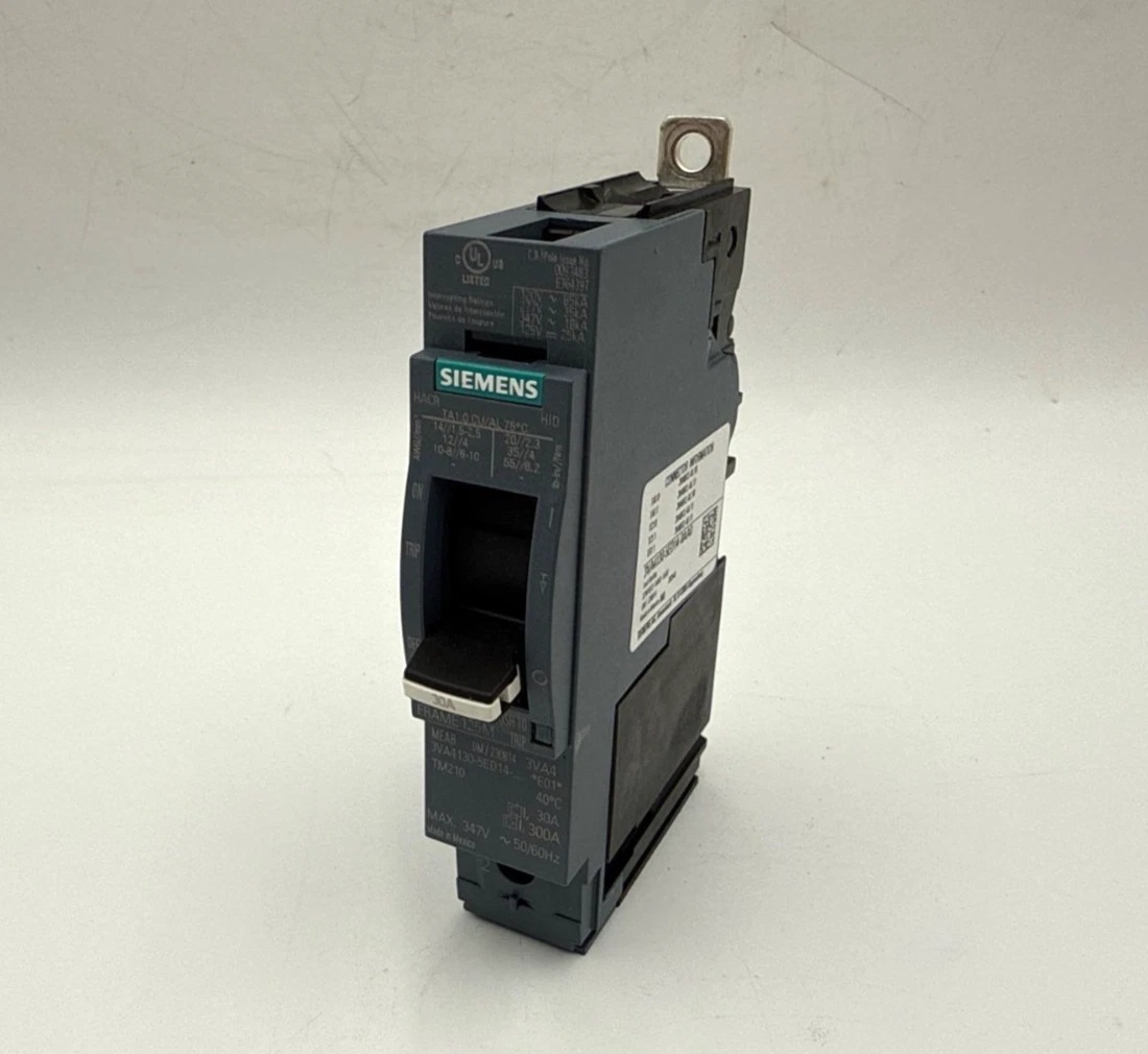 30 Amps, Siemens #3VA4130-5ED14-0AA0, Circuit Breaker, 1-Pole, 347 Volts, Bolt-On
