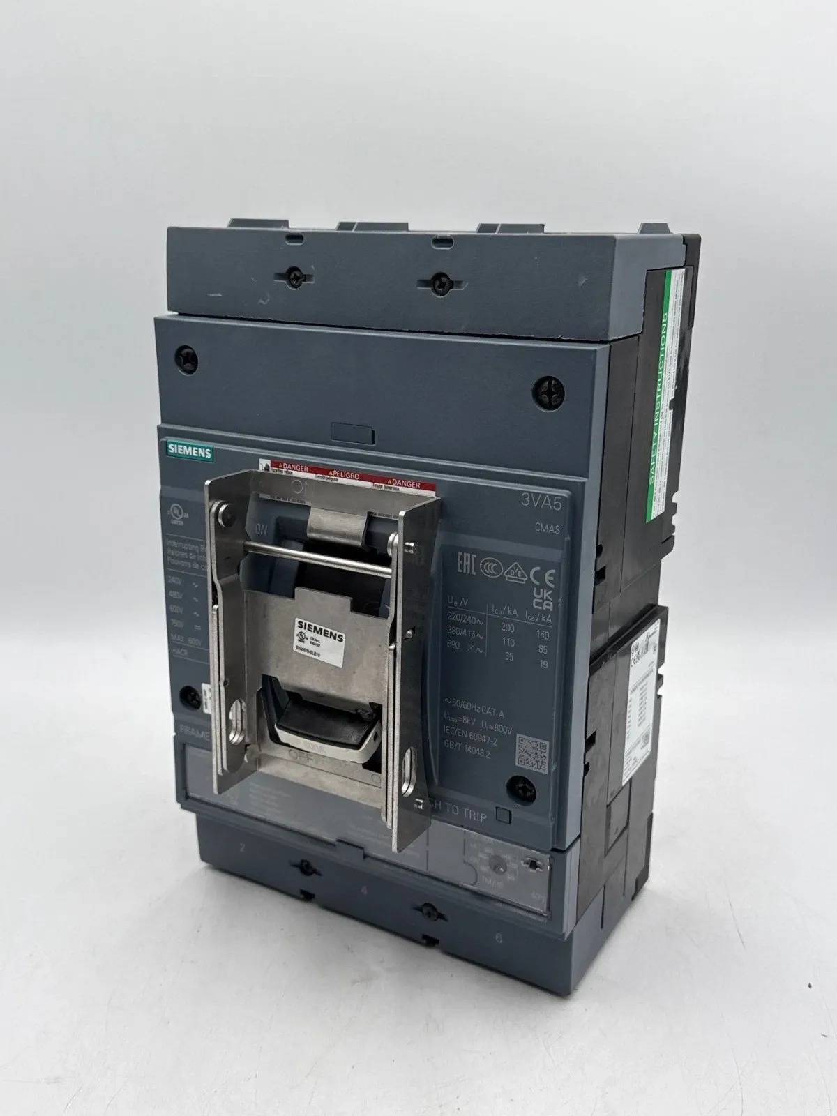 800 Amps, Siemens #3VA5580-7EC32-0AA0, Circuit Breaker, 3-Pole, 600 Volts, 100kA, NEW