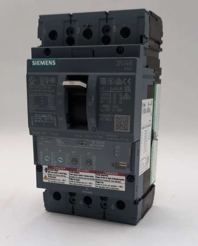 150 Amps, Siemens #3VA6115-6HN31-0AA0, Circuit Breaker, 3-Pole, 600 Volts, LSI, NEW