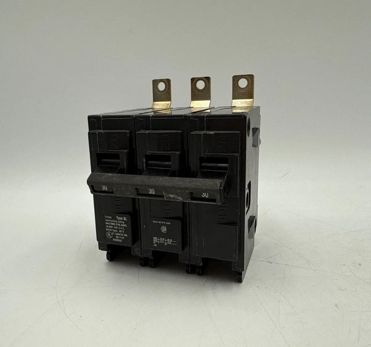 30 Amps, Siemens #B330, Circuit Breaker, 3-Pole, 240 Volts, Bolt-On