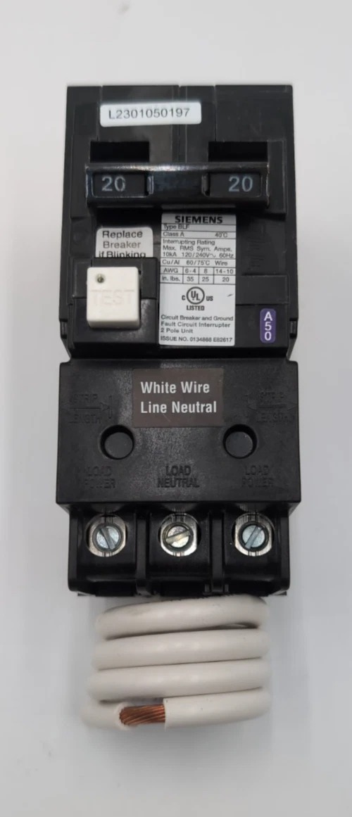 20 Amps, Siemens #BF220A, Circuit Breaker, 2-Pole, 240 Volts, NEW