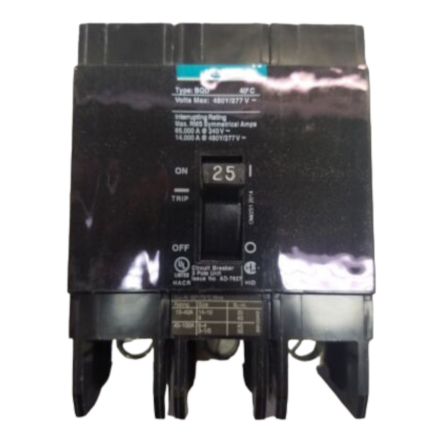 25 Amps, Siemens #BQD325, Circuit Breaker, 3-Pole, 480/277 Volts, NEW