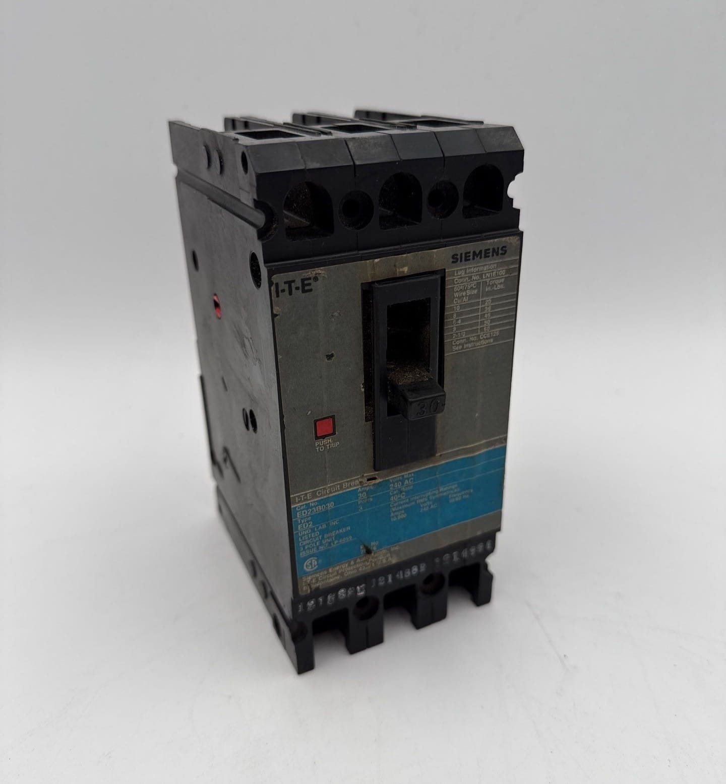 30 Amps, Siemens #ED23B030, Circuit Breaker, 3-Pole, 240 Volts