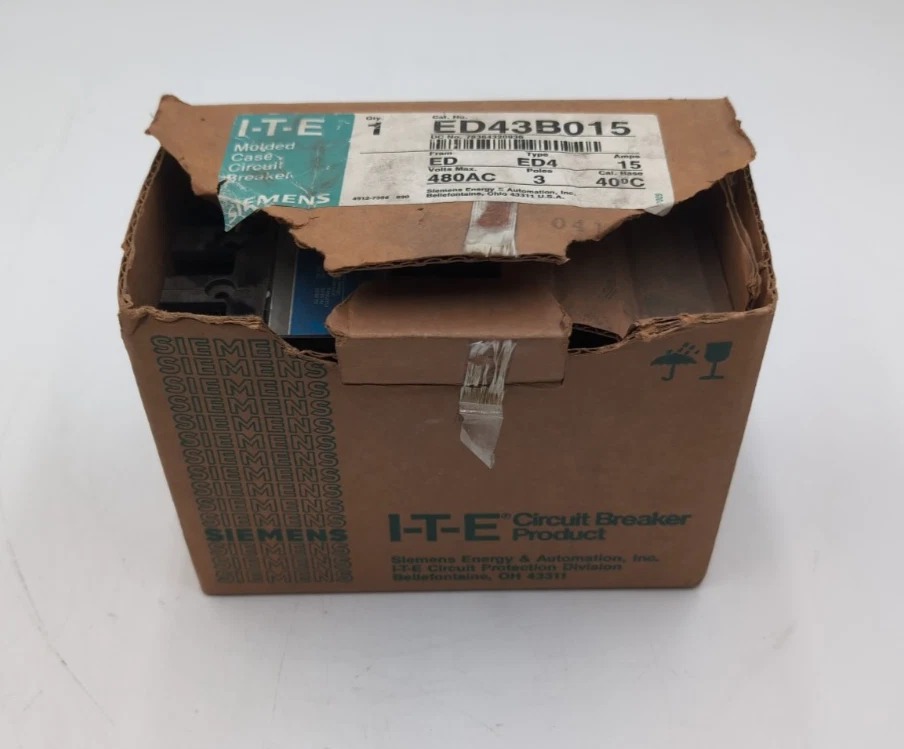 15 Amps, Siemens #ED43B015, Circuit Breaker, 3-Pole, 480 Volts, Bolt-On, NEW