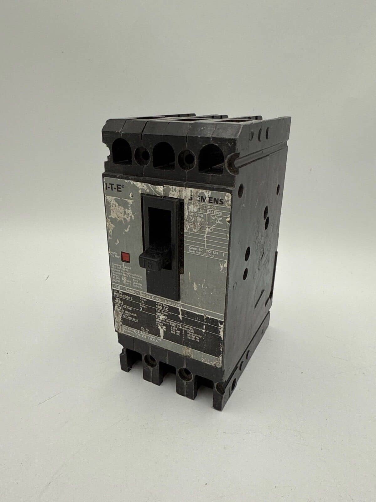 15 Amps, Siemens #HED43B015, Circuit Breaker, 3-Pole, 480 Volts