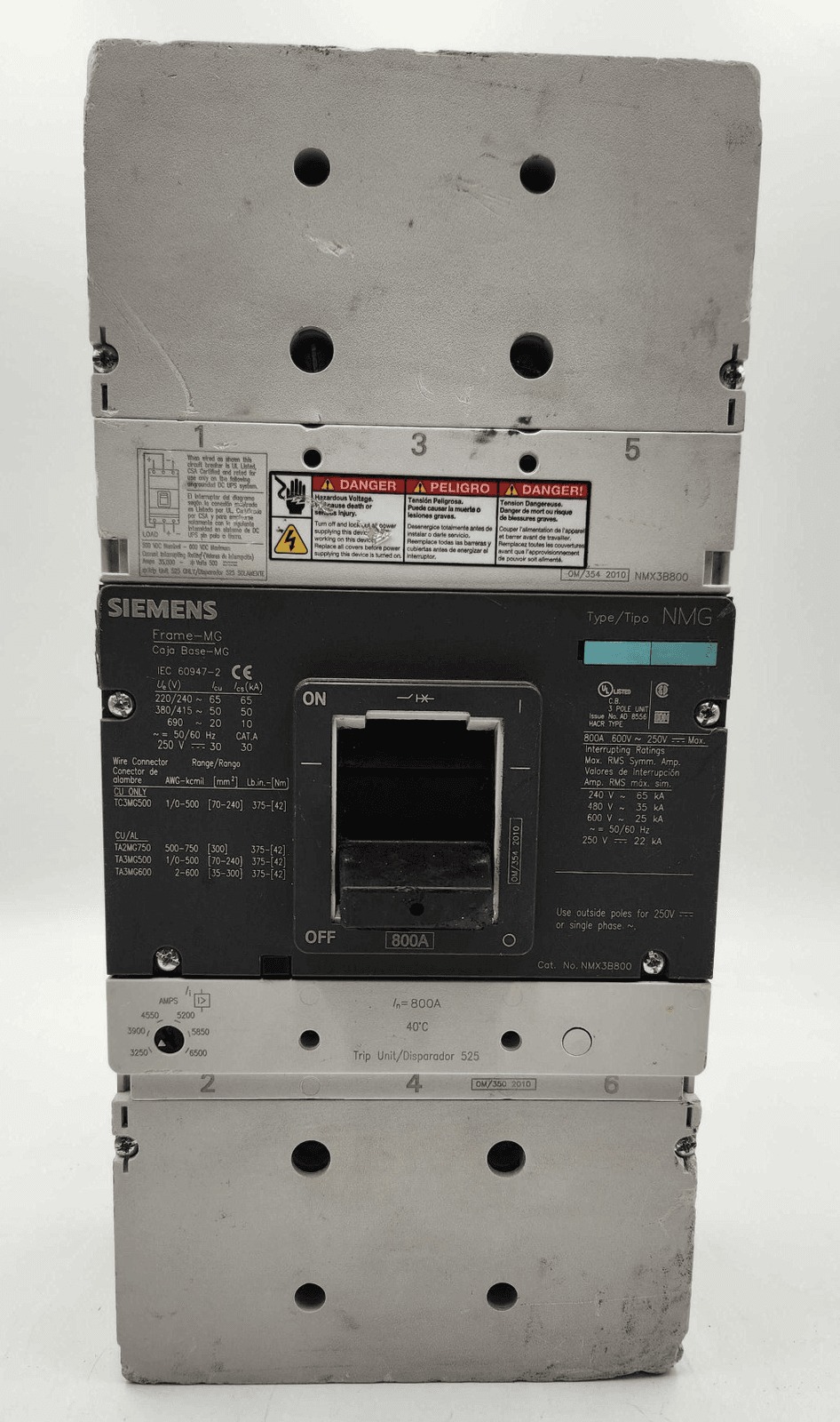 800 Amps, Siemens #NMX3B800, Circuit Breaker, 3-Pole, 600 Volts