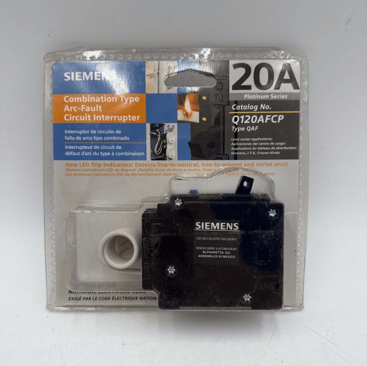 20 Amps, Siemens #Q120AFCP, Circuit Breaker, 1-Pole, 120 Volts, NEW