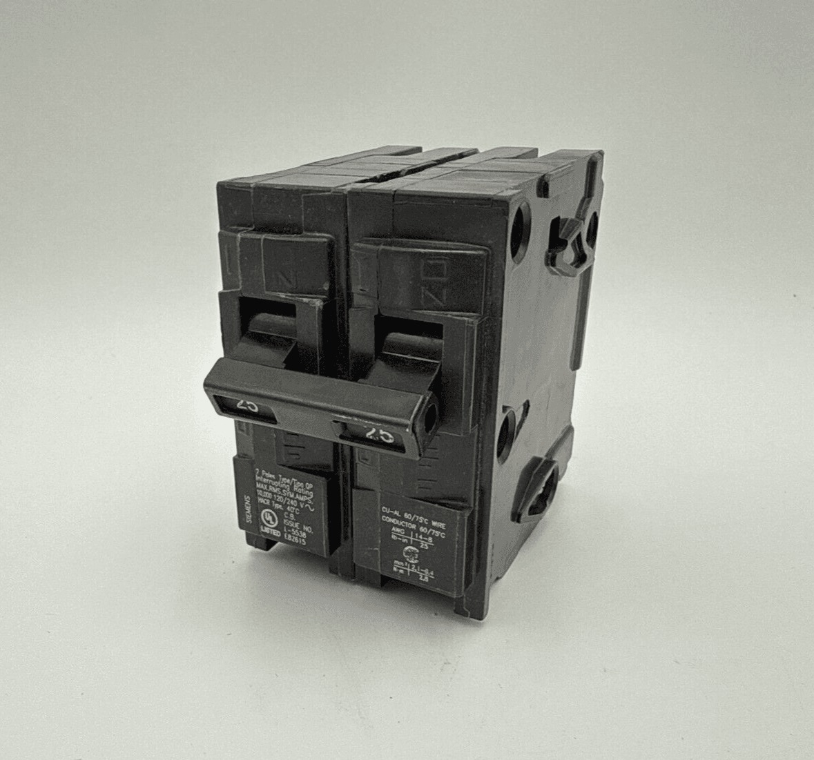 25 Amps, Siemens #Q225, Circuit Breaker, 2-Pole, 240/120 Volts, NEW