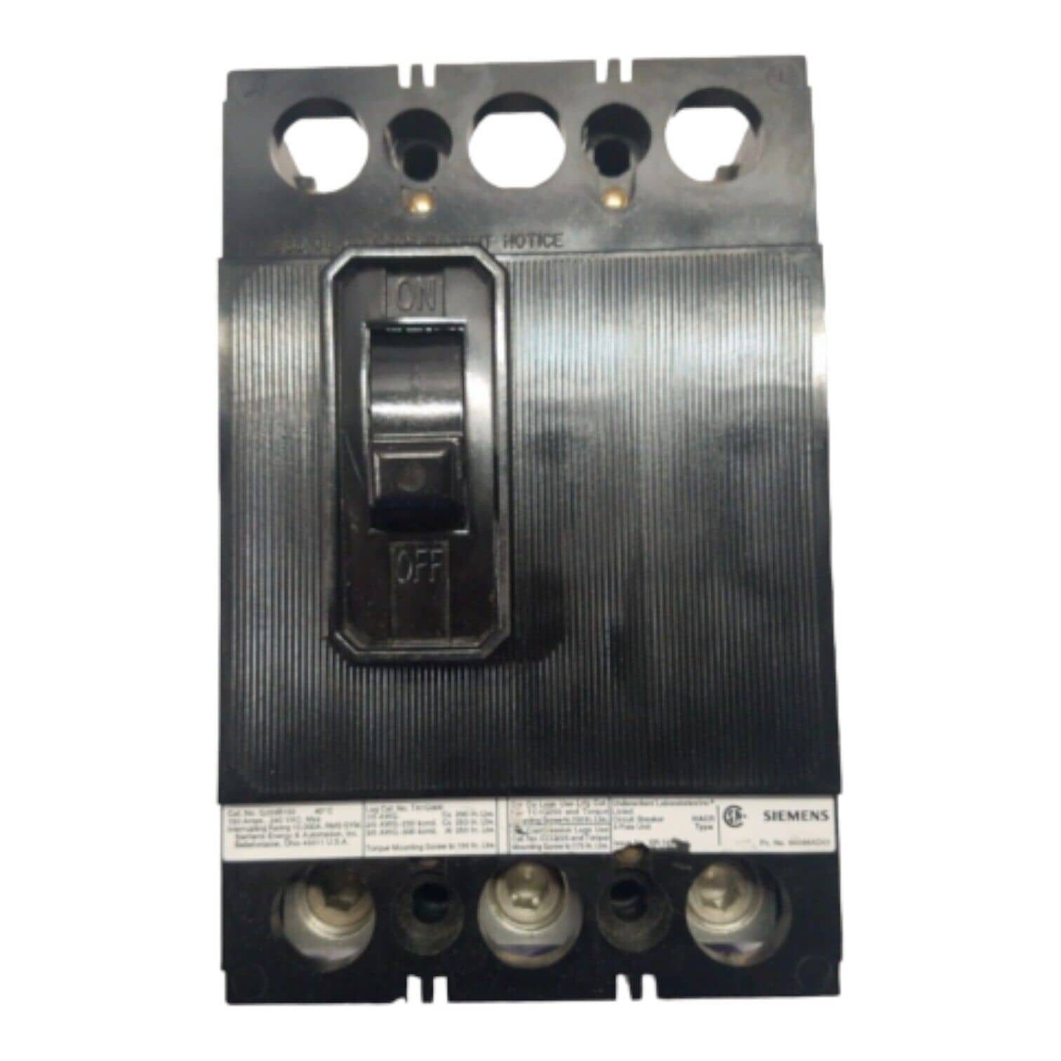 150 Amps, Siemens #QJ23B150, Circuit Breaker, 3-Pole, 600 Volts, Bolt-On