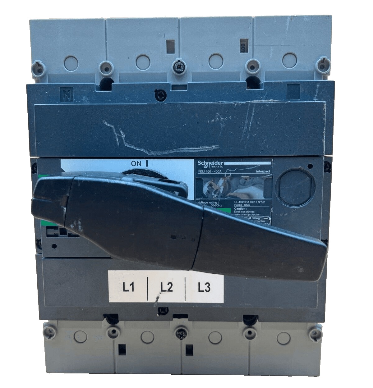 400 Amps, Square D #INSJ400, Molded Case Switch, 3-Pole, 600 Volts