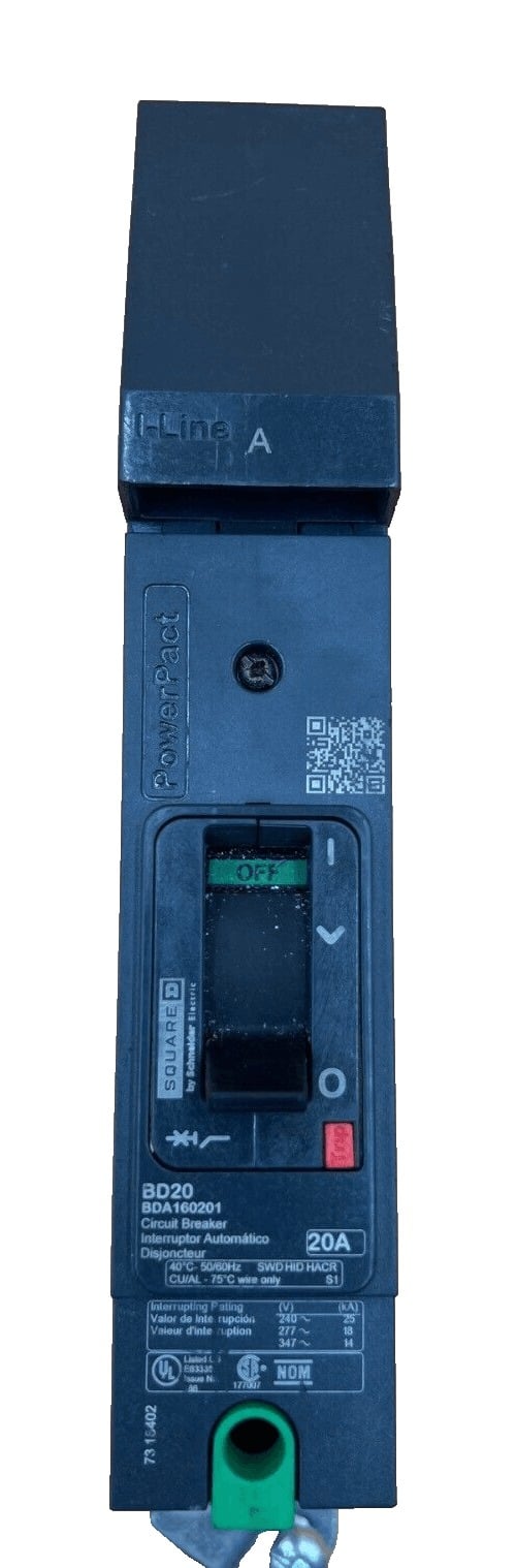 20 Amps, Square D #BDA160201, I-Line Circuit Breaker, 1-Pole, 240 Volts