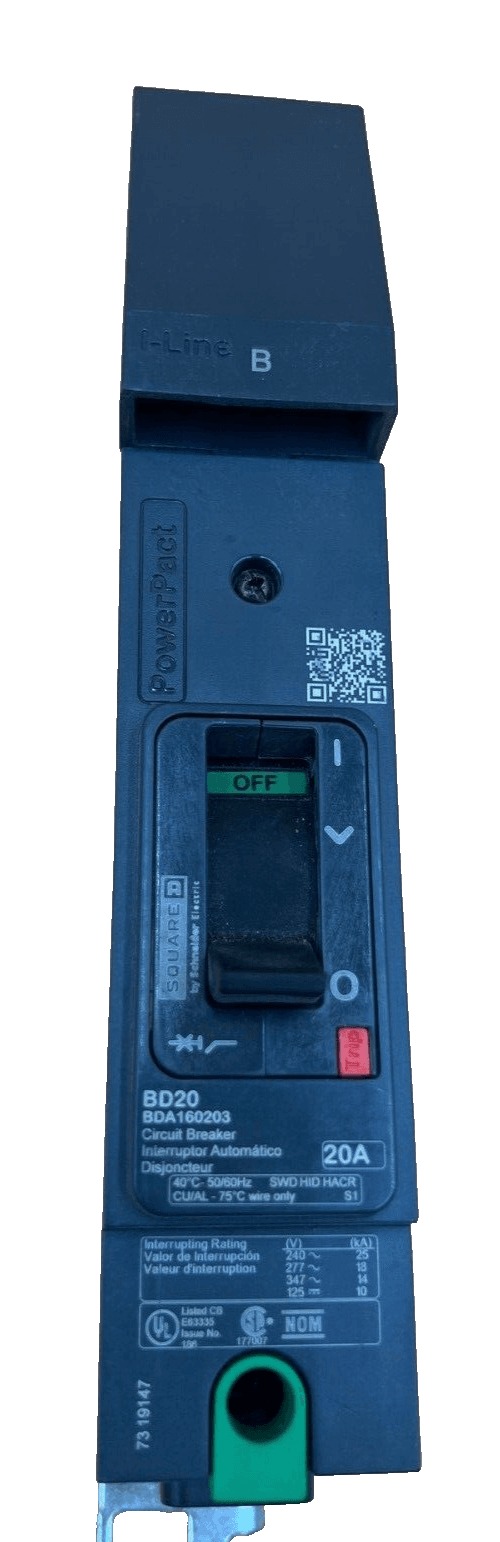 20 Amps, Square D #BDA160203, I-Line Circuit Breaker, 1-Pole, 240 Volts