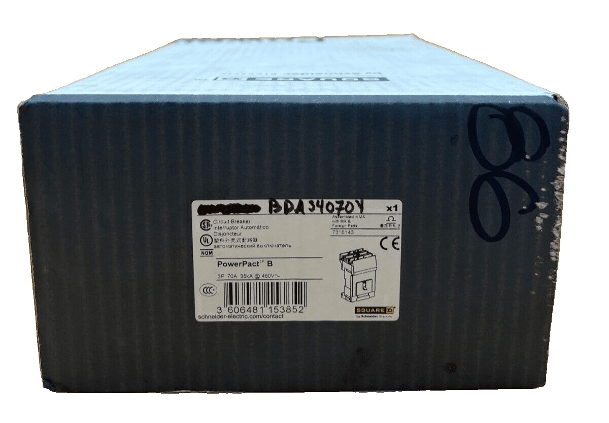 70 Amps, Square D #BDA34070Y, I-Line Circuit Breaker, 3-Pole, 480 Volts, NEW