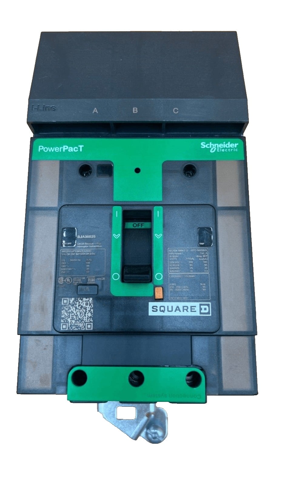 25 Amps, Square D #BJA36025, PowerPact I-Line Circuit Breaker, 3-Pole, 600 Volts
