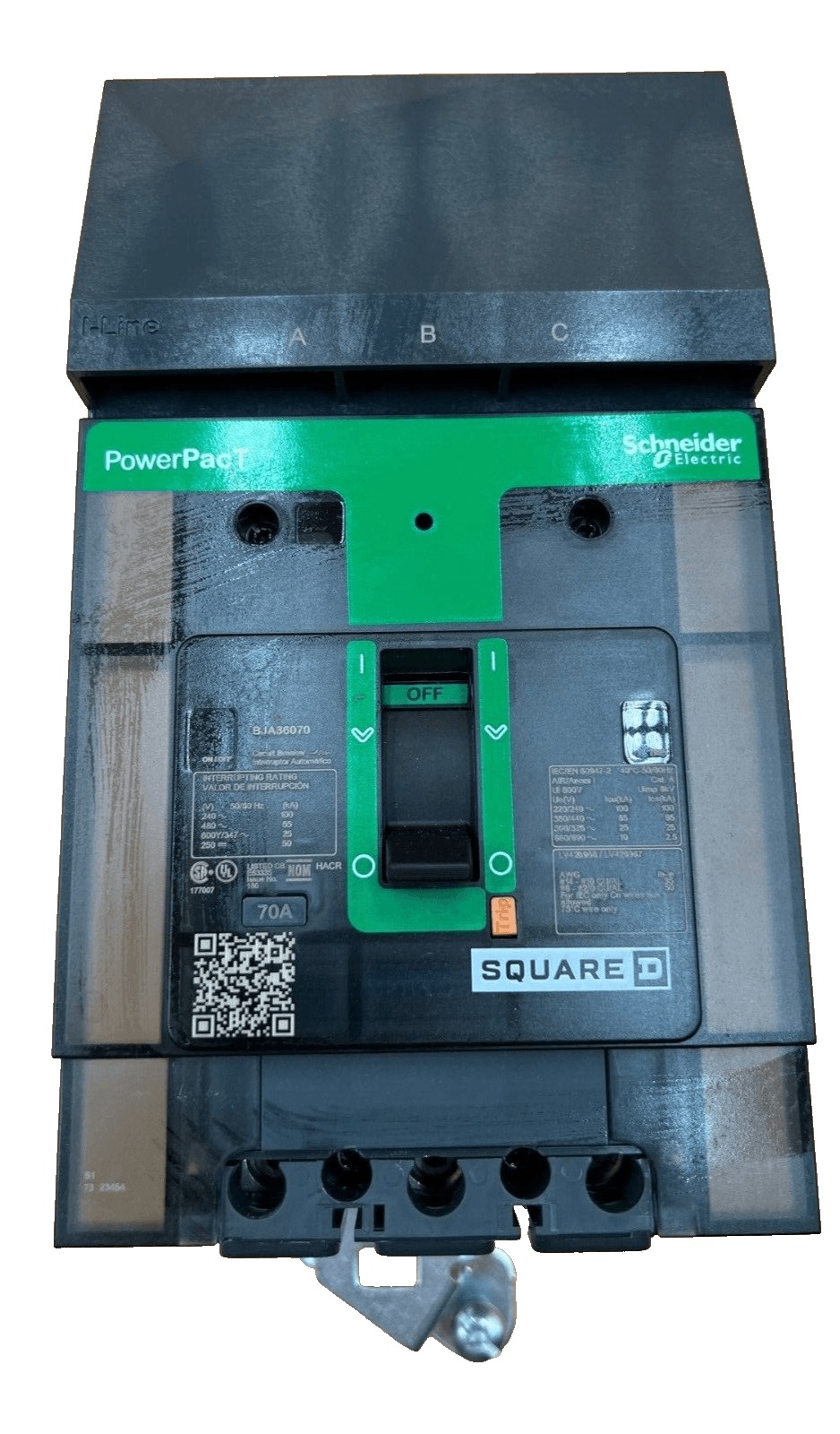 70 Amps, Square D #BJA36070, I-Line Circuit Breaker, 3-Pole, 600 Volts, NEW
