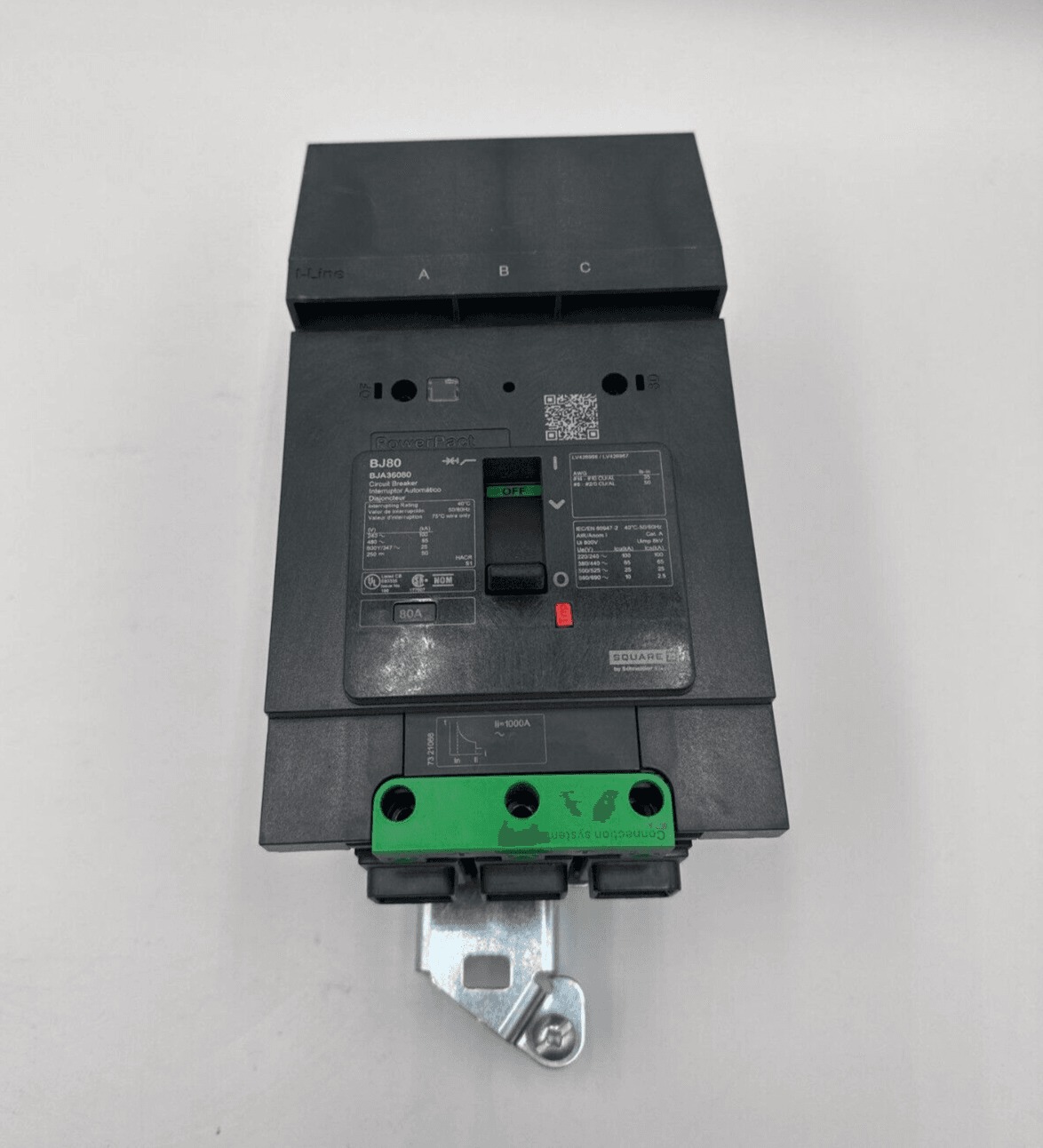80 Amps, Square D #BJA36080, I-Line Circuit Breaker, 3-Pole, 600 Volts