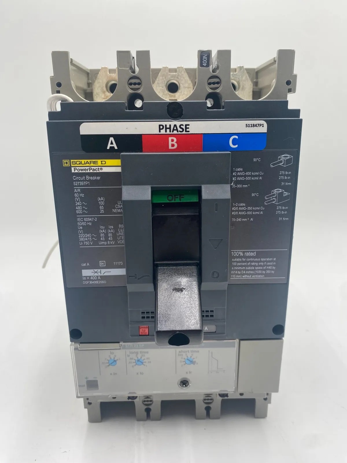 400 Amps, Square D #DGF36400E0S0, Circuit Breaker, 3-Pole, 600 Volts