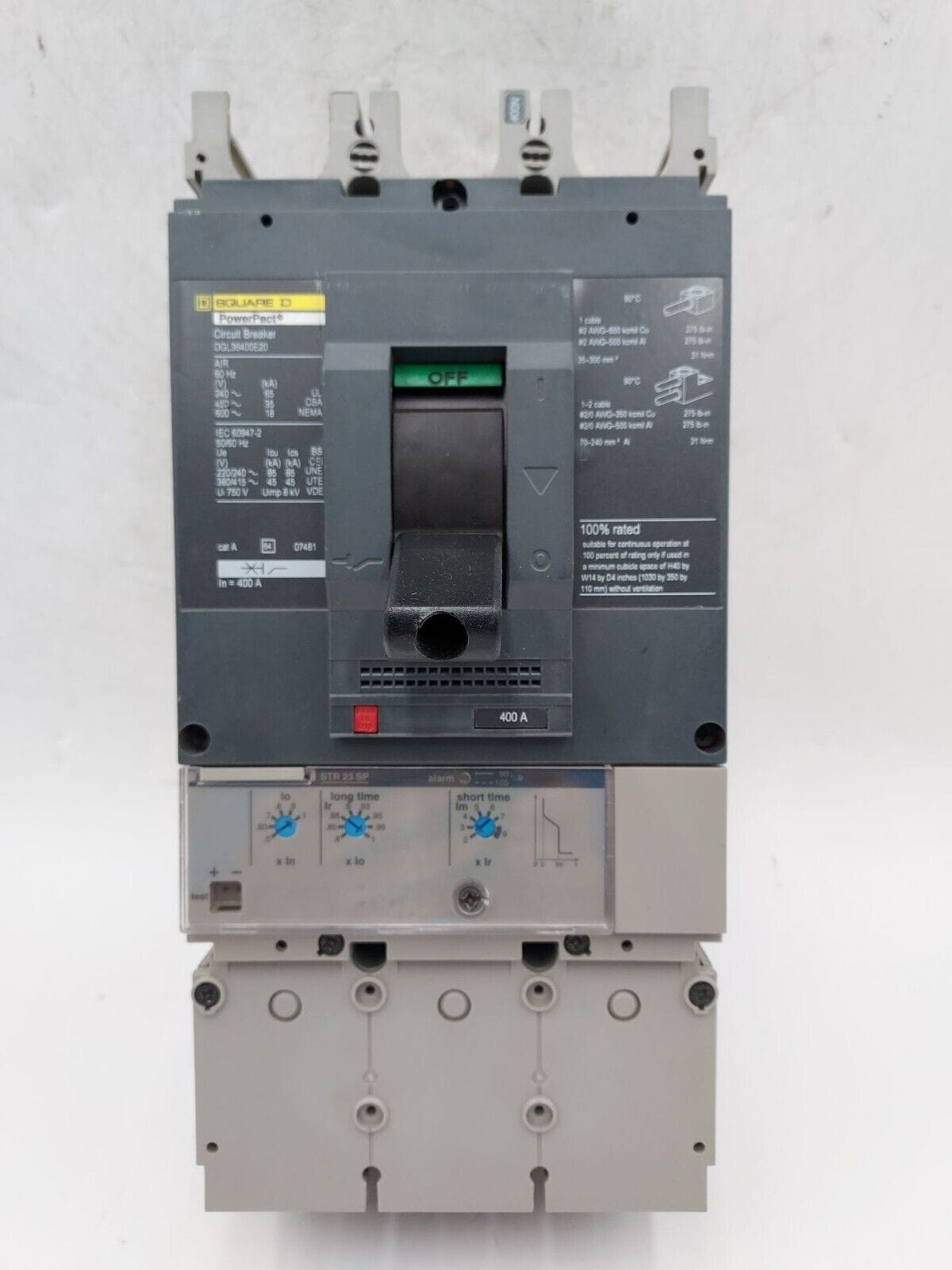 400 Amps, Square D #DGL36400E20, Circuit Breaker, 3-Pole, 600 Volts, Bolt-On