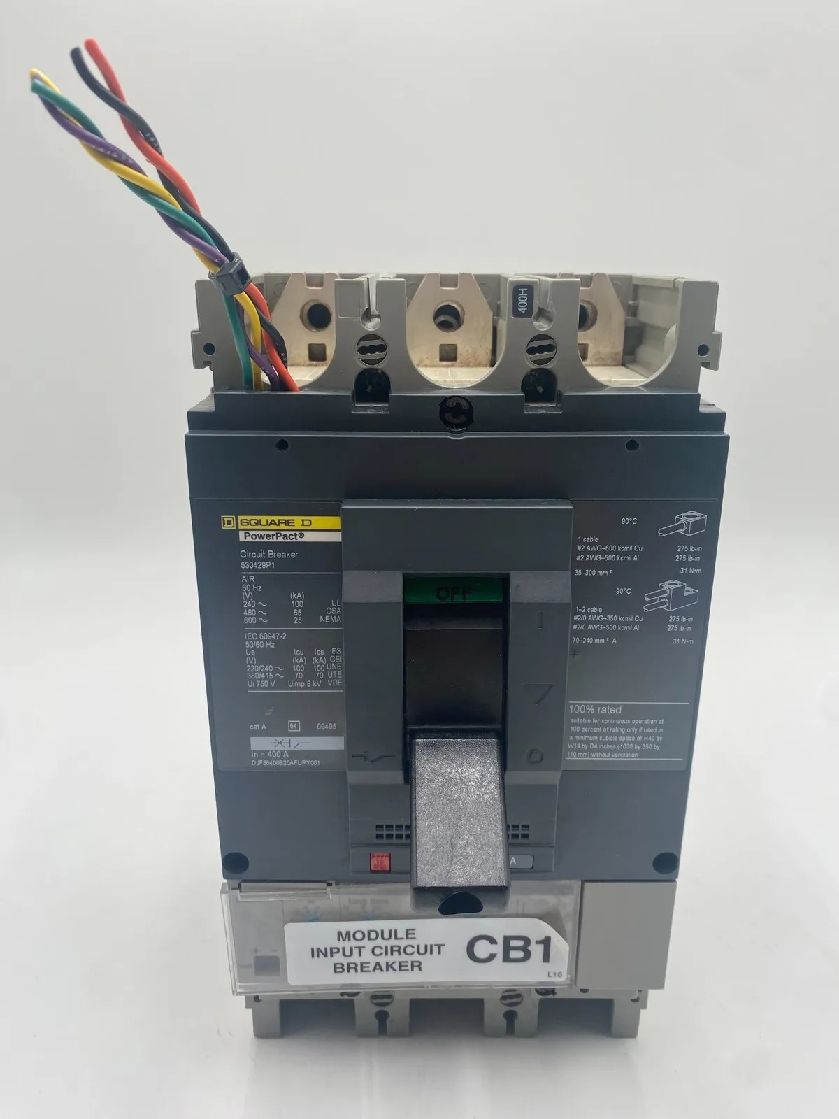 400 Amps, Square D #DJF36400E20AFSPY001, Circuit Breaker, 3-Pole, 600 Volts