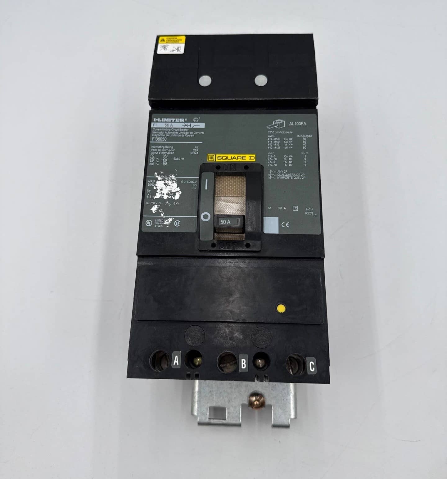 50 Amps, Square D #FI36050, I-Line Circuit Breaker, 3-Pole, 600 Volts