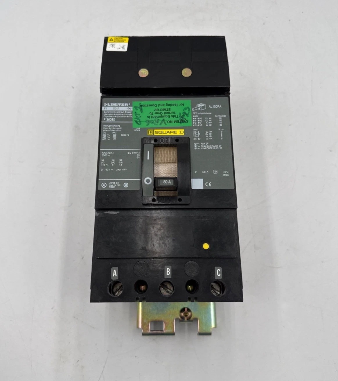 80 Amps, Square D #FI36080, I-Line Circuit Breaker, 3-Pole, 600 Volts