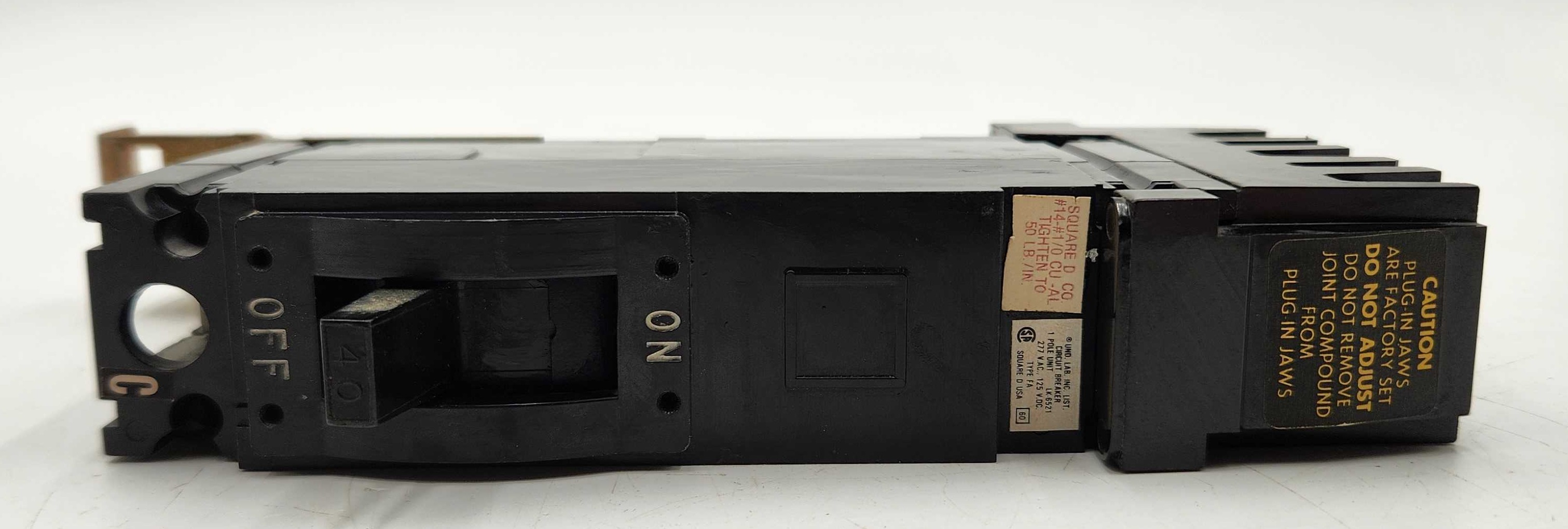 40 Amps, Square D #FA14040C, I-Line Circuit Breaker, 1-Pole, 277 Volts, 18kA