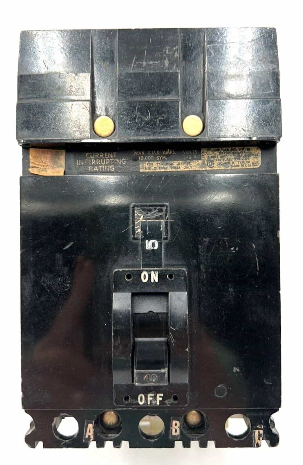 40 Amps, Square D #FA32040, I-Line Circuit Breaker, 3-Pole, 240 Volts