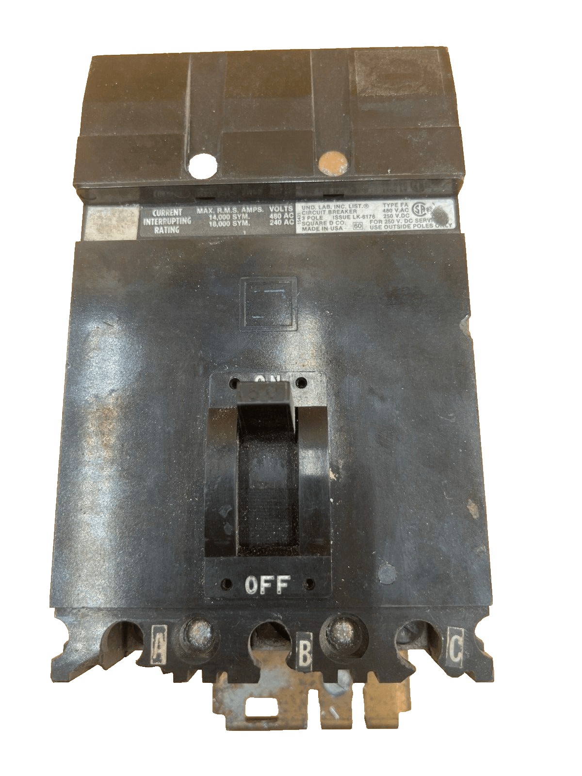 50 Amps, Square D #FA34050, I-Line Circuit Breaker, 3-Pole, 480 Volts