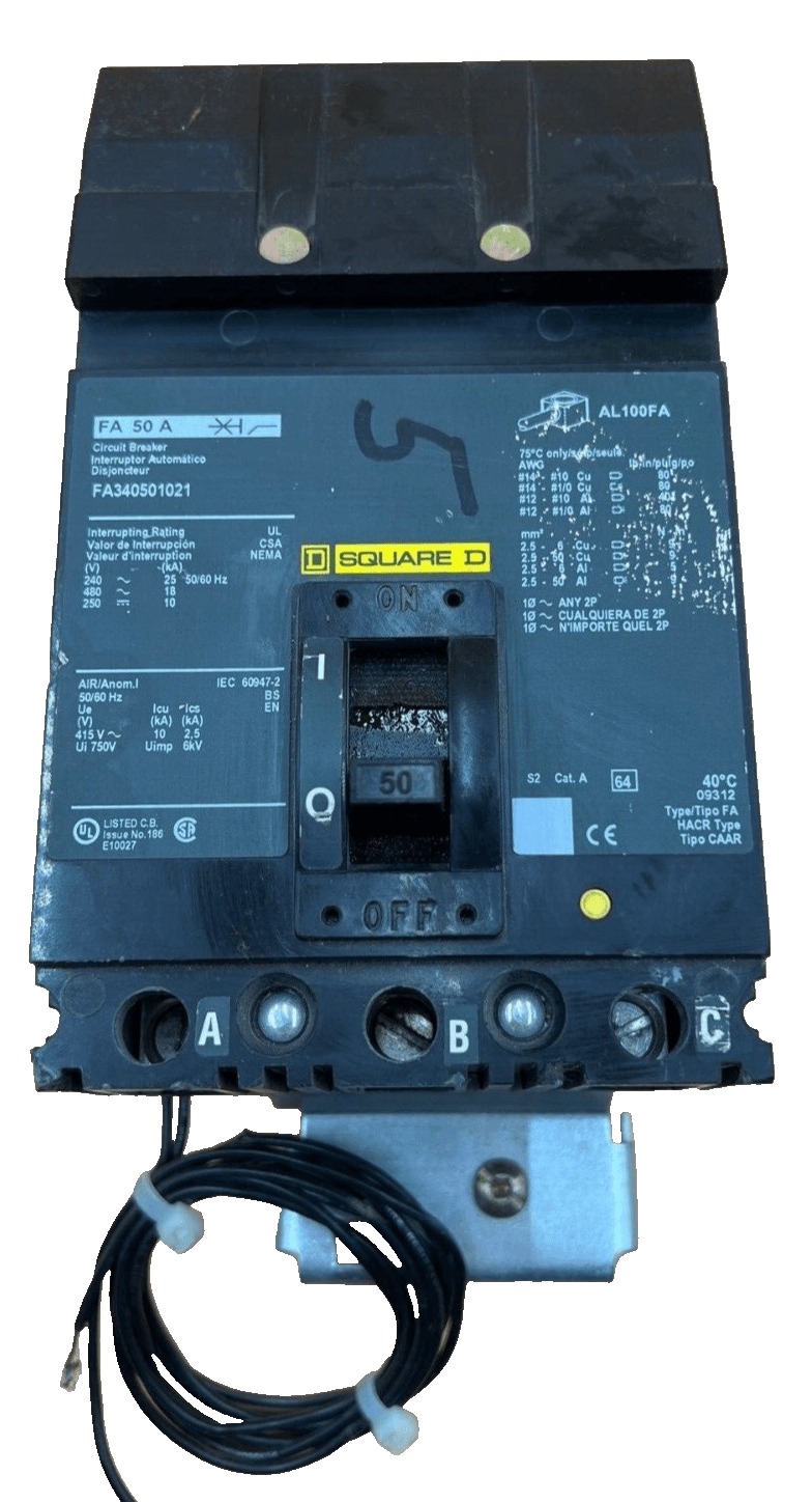 50 Amps, Square D #FA340501021, I-Line Circuit Breaker, 3-Pole, 480 Volts