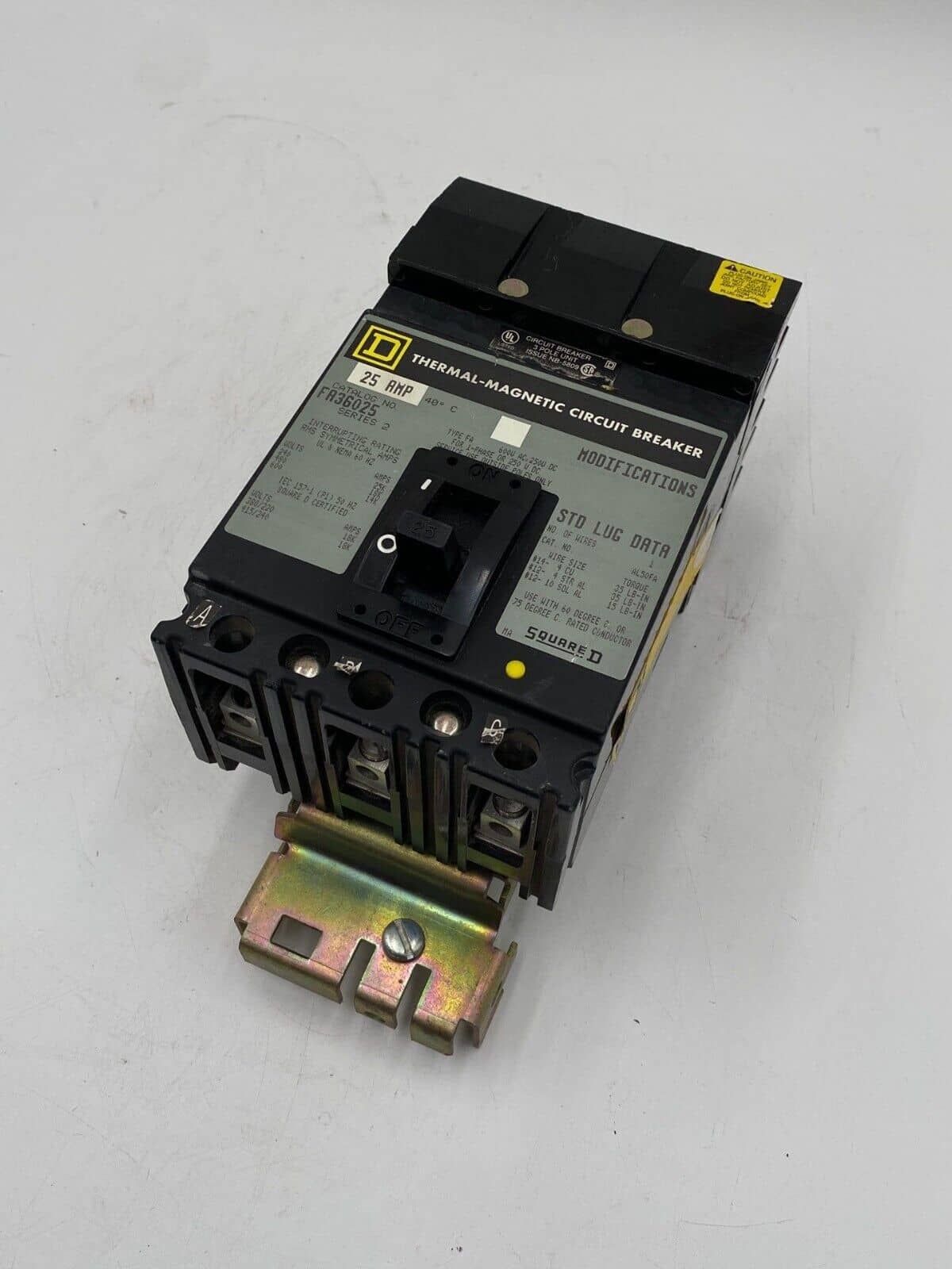 25 Amps, Square D #FA36025, I-Line Circuit Breaker, 3-Pole, 600 Volts