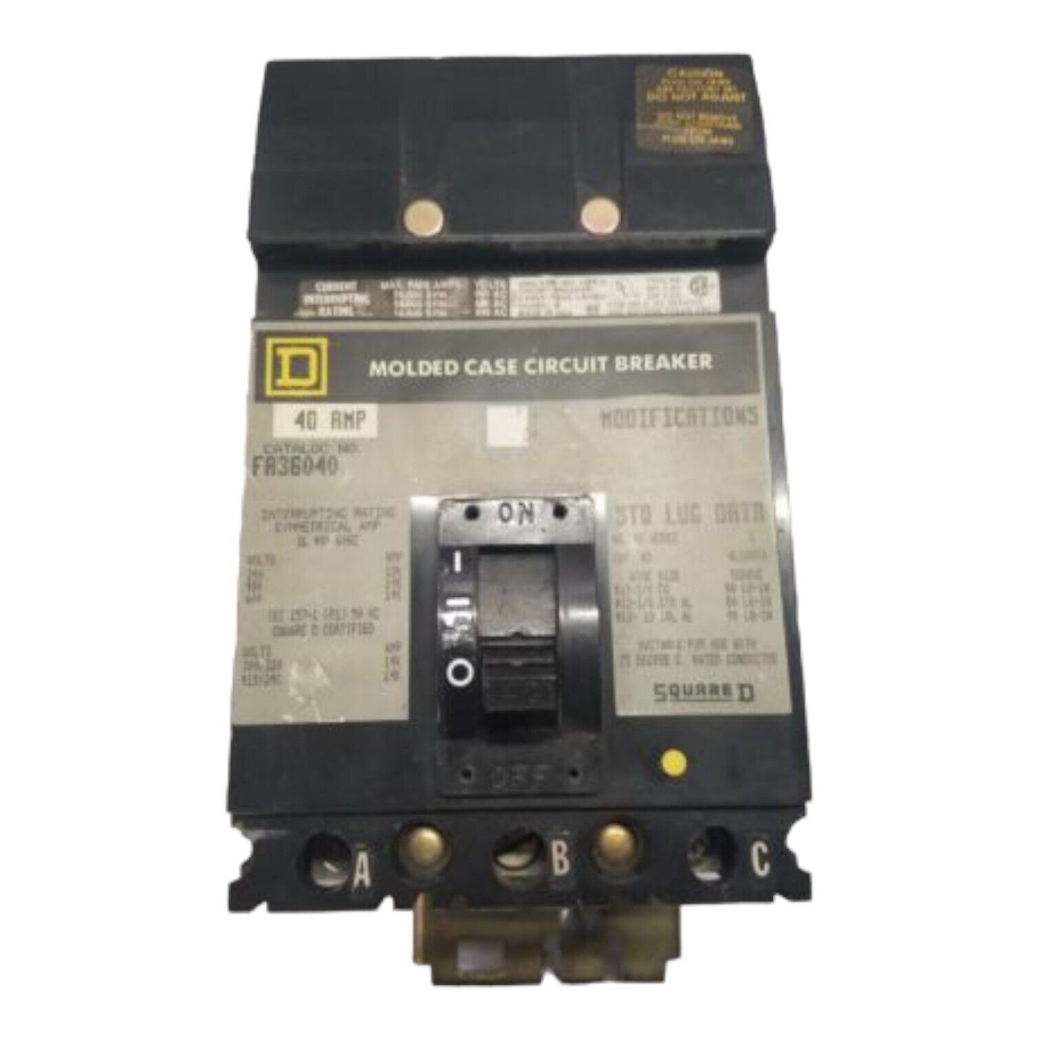 40 Amps, Square D #FA36040, I-Line Circuit Breaker, 3-Pole, 600 Volts (2 available)