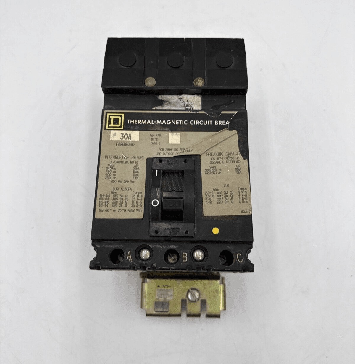 30 Amps, Square D #FAB36030, I-Line Circuit Breaker, 3-Pole, 600 Volts
