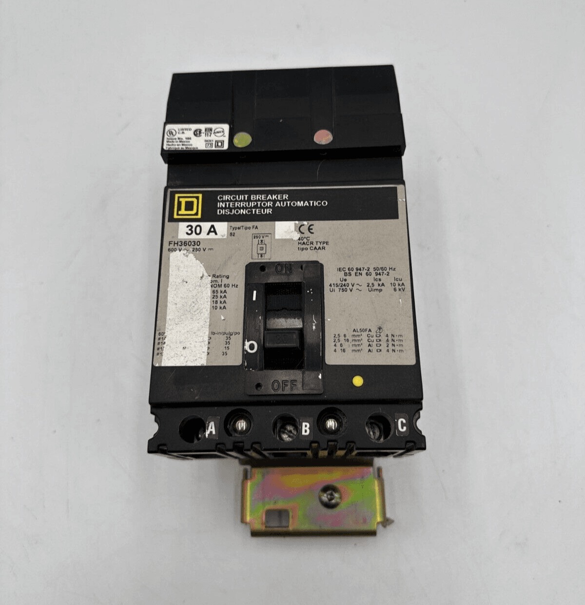 30 Amps, Square D #FH-36030, I-Line Circuit Breaker, 3-Pole, 600 Volts (2 available)