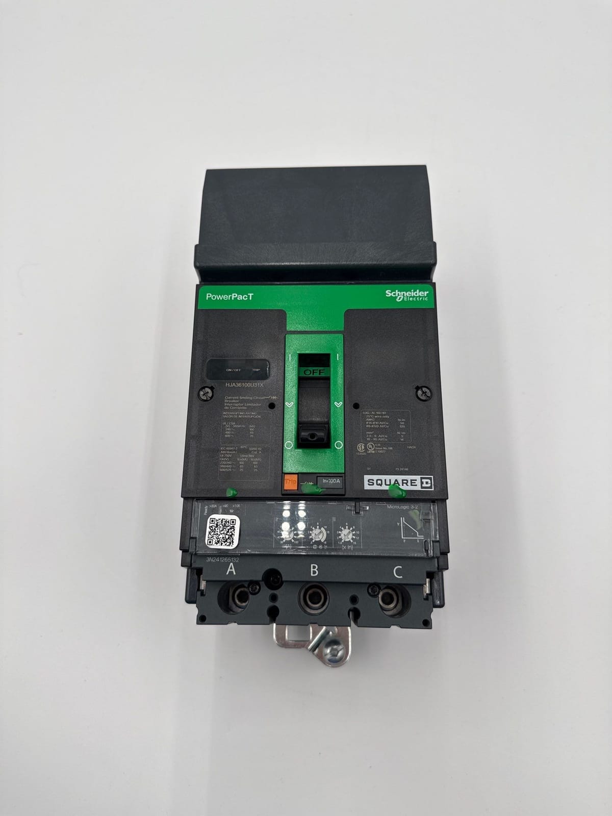 100 Amps, Square D #HJA36100U31X, I-Line Circuit Breaker, 3-Pole, 600 Volts