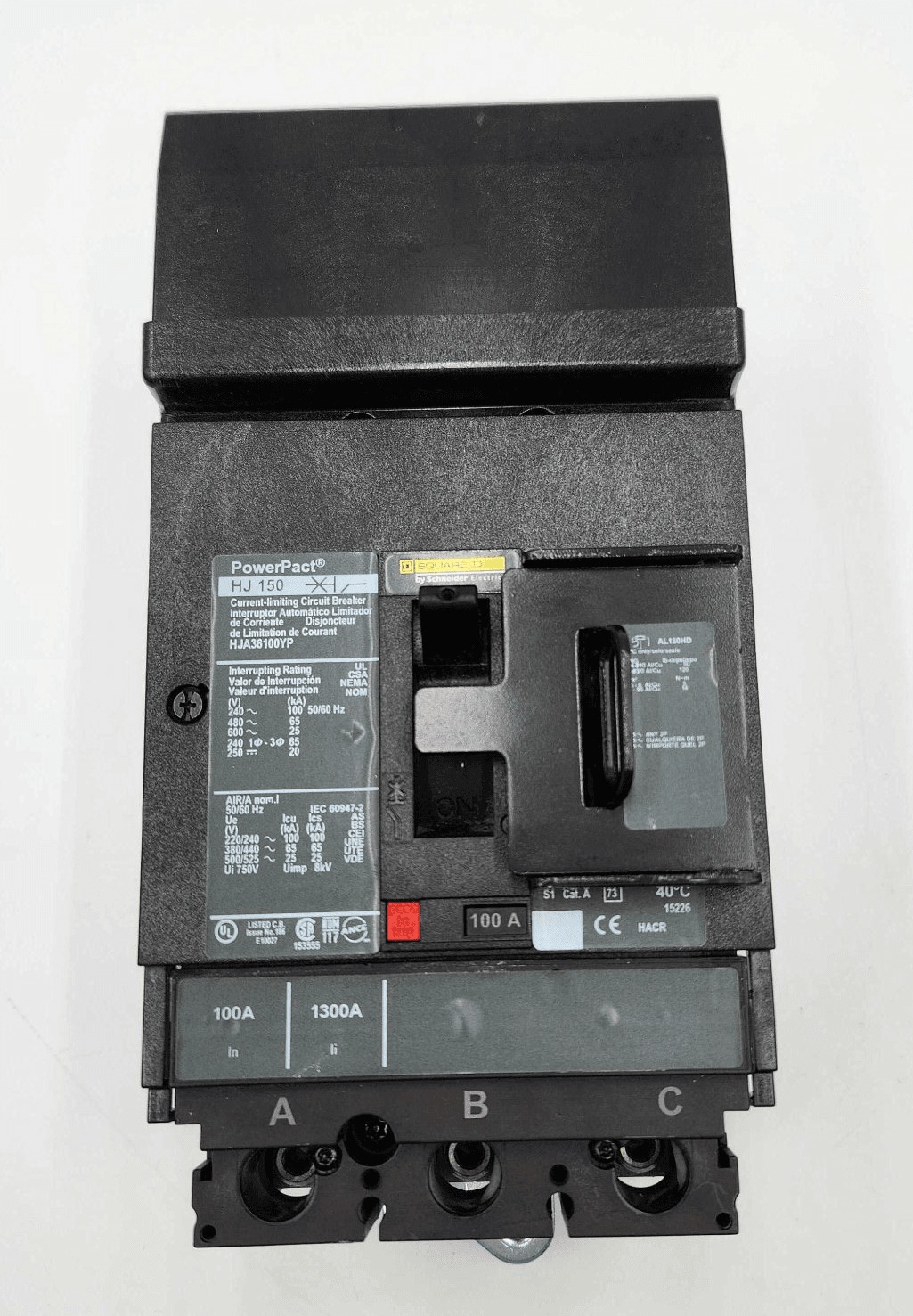 100 Amps, Square D #HJA36100YP, interruptor PowerPact, 600 Volts