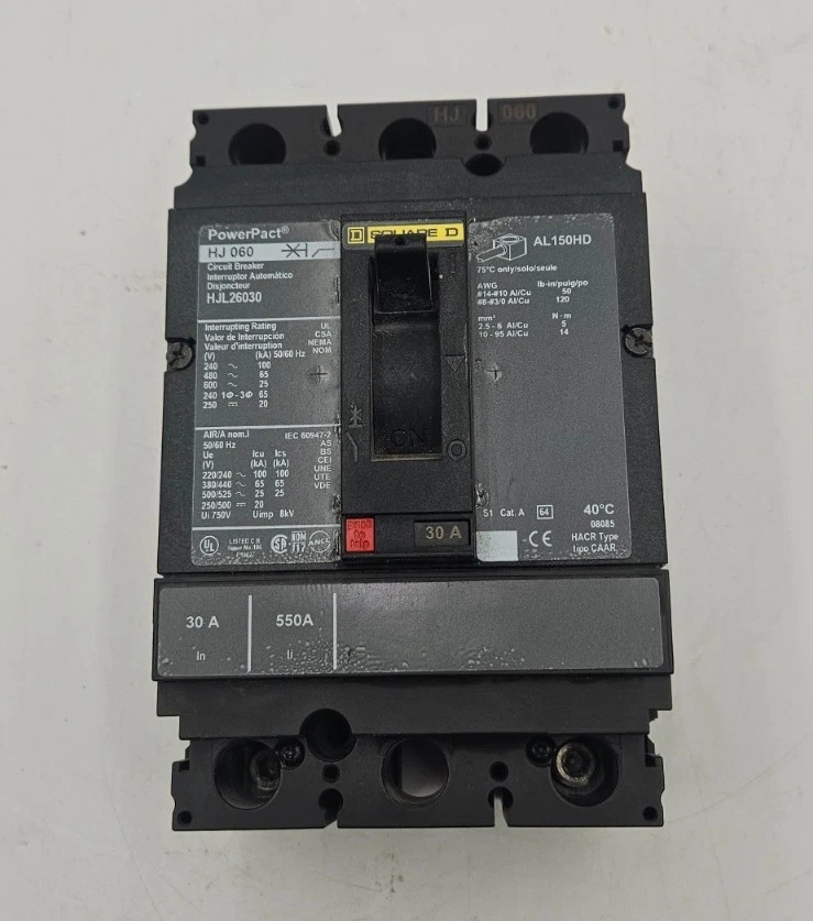 30 Amps, Square D #HJL26030, Circuit Breaker, 2-Pole, 600 Volts