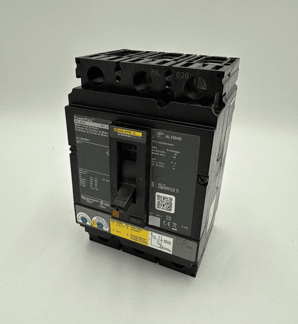 30 Amps, Square D #HLL36030M71, PowerPact Circuit Breaker, 3-Pole, 600 Volts (2 available)