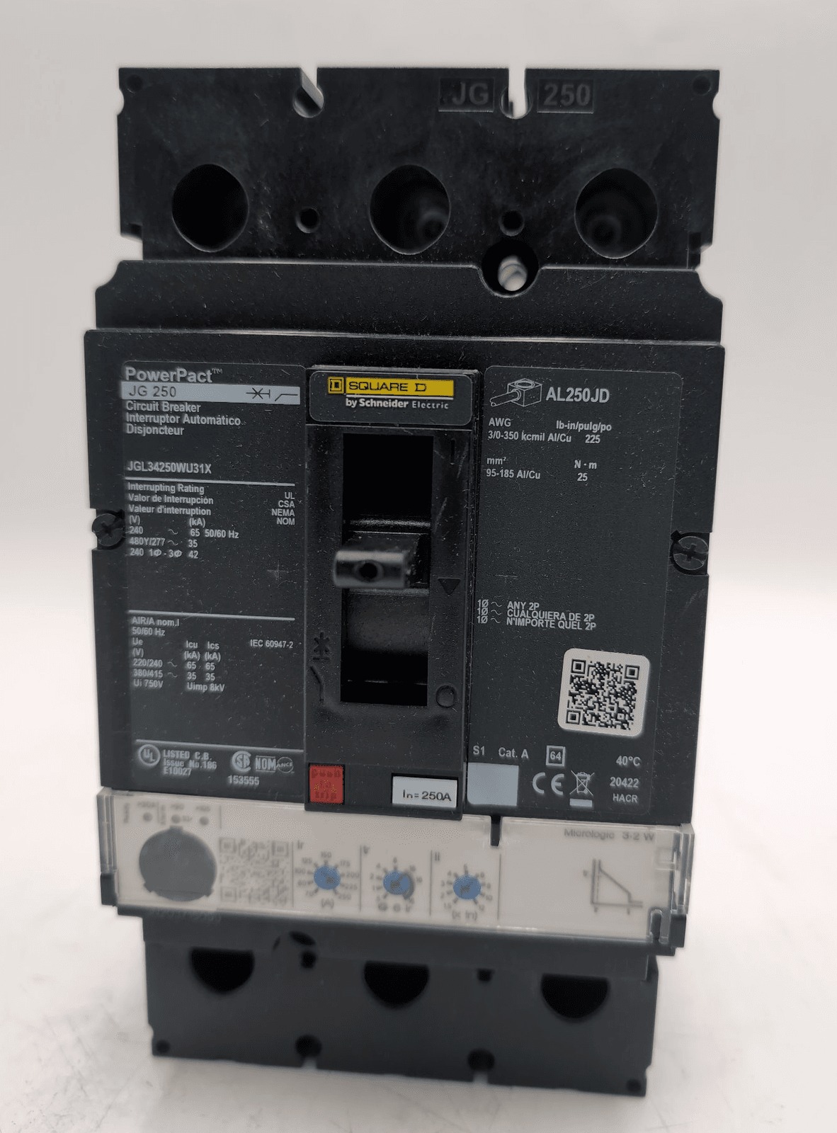 250 Amps, Square D #JGL34250WU31X, Circuit Breaker, 3-Pole, 277 Volts, NEW