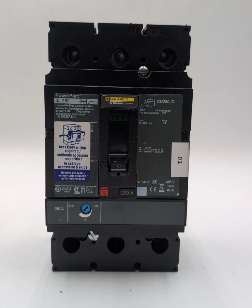 250 Amps, Square D #JJ250, Circuit Breaker, 3-Pole, 600 Volts, NEW