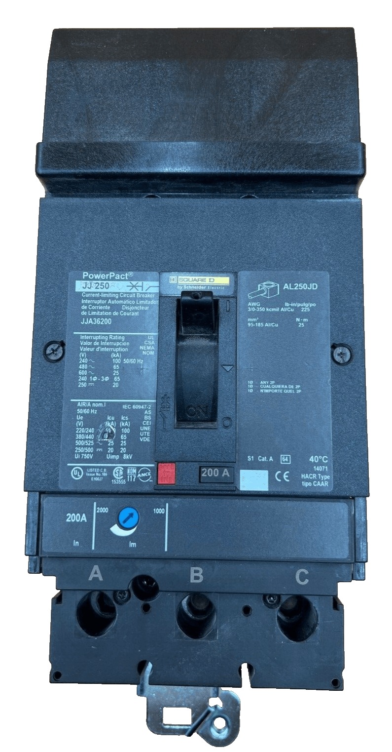 200 Amps, Square D #JJA36200, PowerPact I-Line Circuit Breaker, 3-Pole, 600 Volts (2 available)
