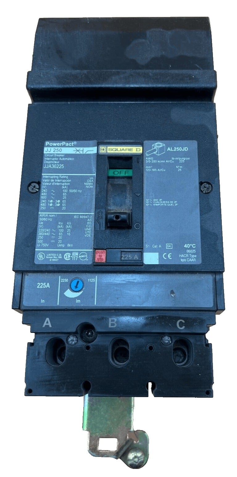 225 Amps, Square D #JJA36225, I-Line Circuit Breaker, 3-Pole, 600 Volts