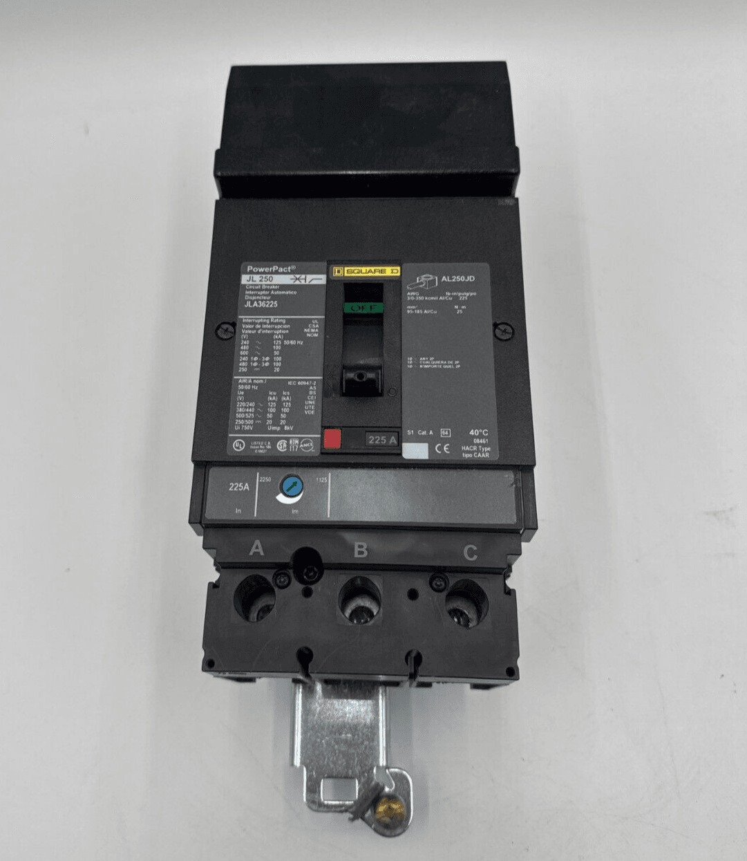 225 Amps, Square D #JLA-36225, I-Line Circuit Breaker, 3-Pole, 600 Volts