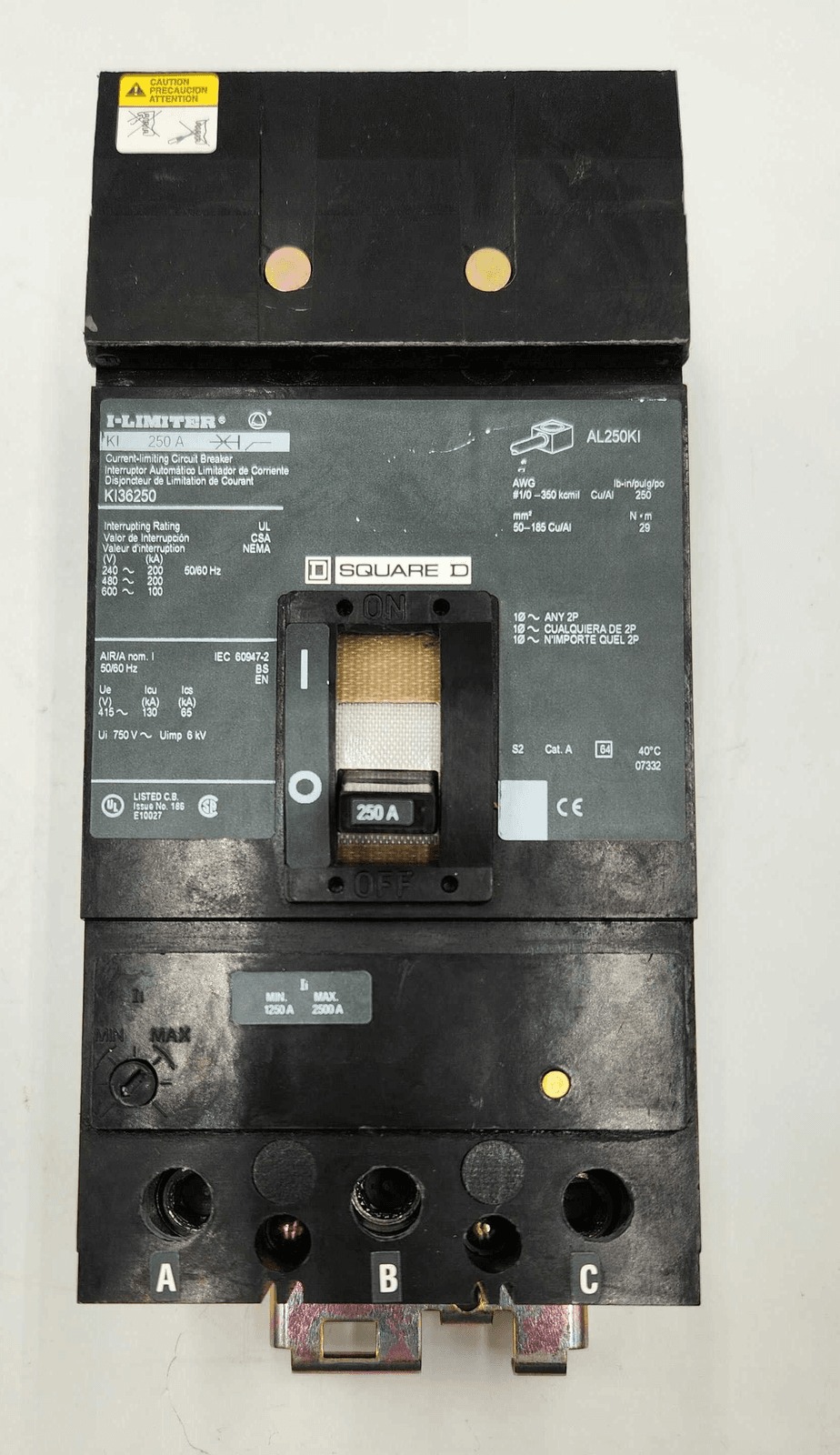250 Amps, Square D #KI36250, I-Line Circuit Breaker, 3-Pole, 600 Volts