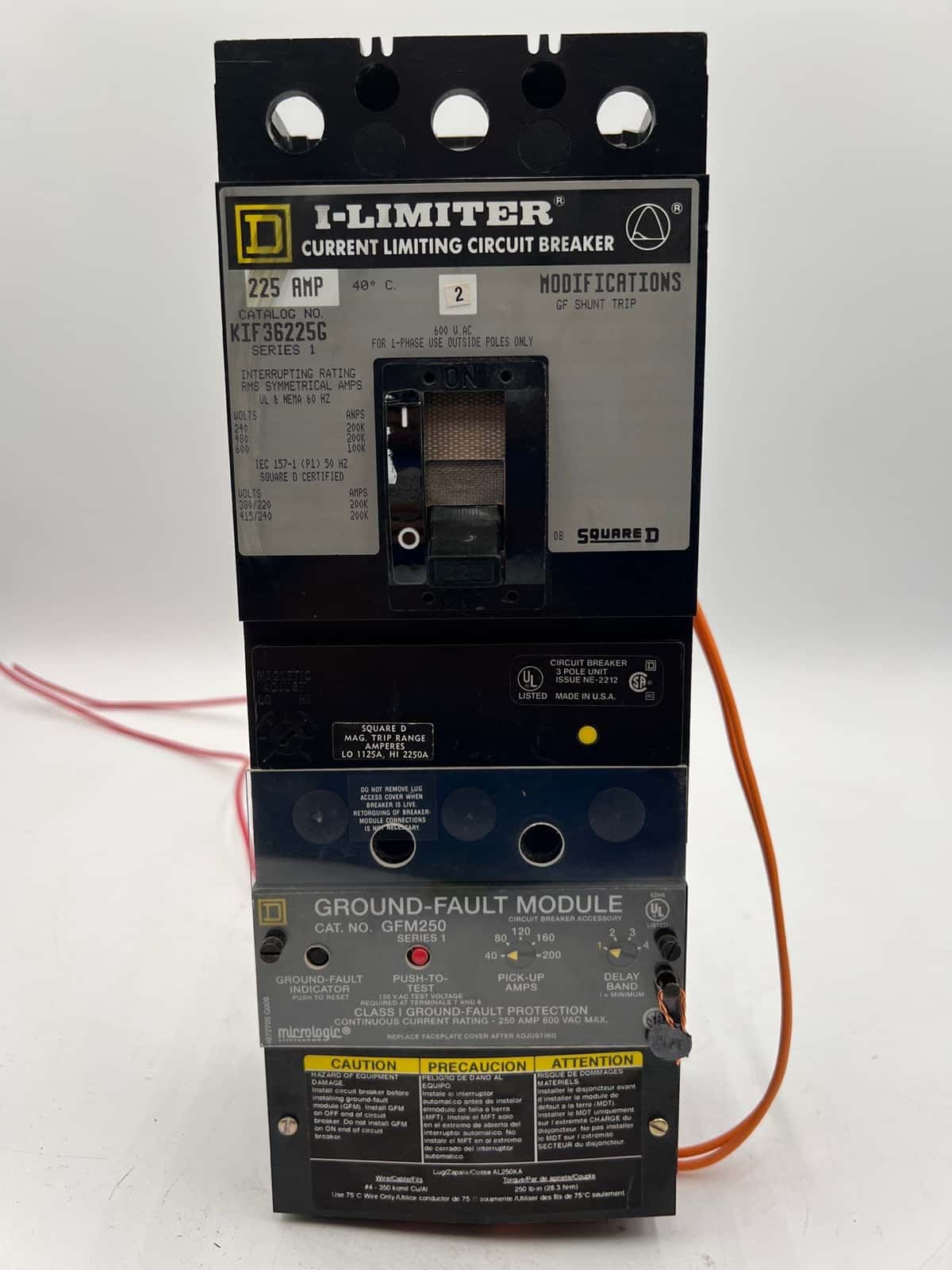 225 Amps, Square D #KIF36225G, Circuit Breaker, 3-Pole, 600 Volts